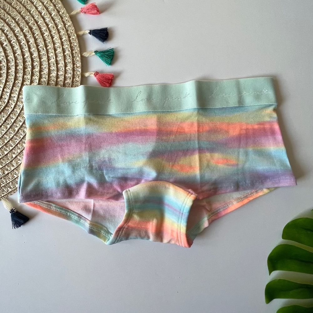 Victoria's Secret PINK Logo Boyshort Panty Pink Bubble Sunset XS NEW